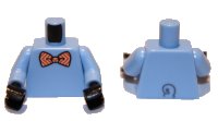 LEGO part Torso Red and White Striped Bow Tie and Tail Pattern (BAM) / Bright Light Blue Arms / Black Hands 973pb4269c01