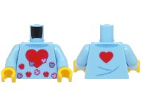 LEGO part Torso Sweater with Heart and Red, Lavender and Medium Blue Butterflies, Small Heart on Back Pattern (BAM) / Bright Light Blue Arms / Yellow Hands 973pb6014c01
