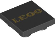 LEGO part Tile, Modified 2 x 2 Inverted with Gold 'LEGO' Pattern (11203pb055)