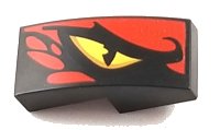 LEGO part Slope, Curved 2 x 1 x 2/3 with Yellow Dragon Eye and Red Scales Pattern Model Right Side 11477pb058R