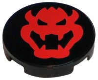 LEGO part Piastrella, Rotonda 2 x 2 con Supporto Bottone Inferiore con Motivo Testa Bowser Rossa 14769pb513