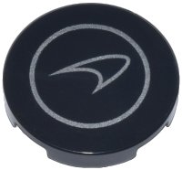 LEGO part Tile, Round 2 x 2 with Bottom Stud Holder with Silver McLaren Logo in Circle Pattern 14769pb705