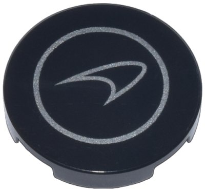 LEGO part Tile, Round 2 x 2 with Bottom Stud Holder with Silver McLaren Logo in Circle Pattern (14769pb705)