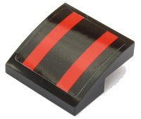 LEGO part Slope, Curved 2 x 2 x 2/3 with 2 Red Stripes on Black Background Pattern (Sticker) - Set 75955 15068pb193