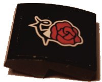 LEGO part Slope, Curved 2 x 2 x 2/3 with Red Rose Pattern (Sticker) - Set 41352 15068pb375