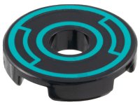 LEGO part Tile, Round 2 x 2 with Hole with Dark Turquoise Concentric Circles with Insets Pattern 15535pb13