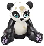 LEGO onderdeel Panda, Friends, Sitting with Molded White Head and Stomach and Printed Dark Turquoise Eyes, Lavender Paws, and Tan Splotches Pattern 16674pb03
