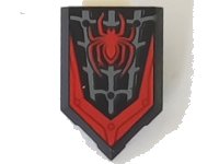 LEGO part Tile, Modified 2 x 3 Pentagonal with Red Spider and Web Pattern 22385pb209