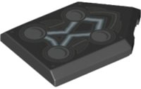 LEGO part Tile, Modified 2 x 3 Pentagonal with 4 Circles and Blue Energy Lines Pattern 22385pb210