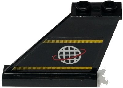 LEGO part Tail 4 x 1 x 3 with Yellow Lines and Alpha Team Logo Pattern on Left Side (Sticker) - Set 6772 (2340pb017L)