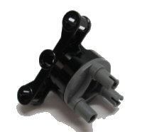 LEGO part Technic, Steering Axle with 2 Pin Holes and 2 Arms with Axle Holes with Slots with Dark Bluish Gray Wheel Hub 3 Pins Round (23801 / 92909) 23801c01