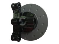 LEGO part Technic, Steering Axle with 2 Pin Holes and 2 Axle Holes with Dark Bluish Gray Wheel Hub 3 Pin Holes Round (Undetermined Type) 23801uc02