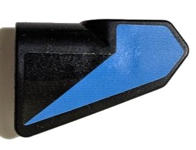 LEGO part Technic, Panel Fairing # 8 Very Small Smooth Short, Side B with Dark Azure Tapered Stripe Pattern (Sticker) - Set 42162 (2389pb002)
