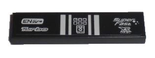LEGO onderdeel Tile 1 x 4 with 'ENgyne', 'Turbo', 'EYEWEAR', and 'SuperFast' Pattern (Sticker) - Set 8194 (2431pb0089)