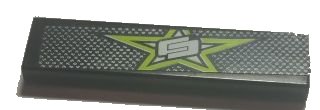 LEGO part Tile 1 x 4 with Lime Star and White and Black Mesh Pattern (Sticker) - Set 8681 (2431pb0402)