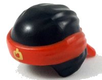 LEGO part Minifigure, Headgear Ninjago Wrap Type 3 with Molded Red Bandana and Knot and Printed Gold Ninjago Logogram Letter H Pattern 24496pb03