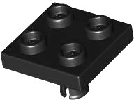 Piastra, Modificata 2 x 2 con Perno su Base in nero, numero pezzo LEGO 2476