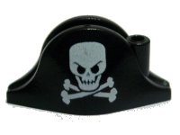 LEGO part Minifigure, Headgear Hat, Pirate Bicorne with White Skull and Crossbones Large Pattern 2528pb03
