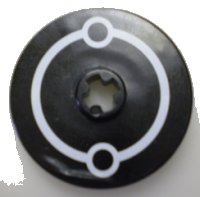 LEGO part Technic, Disk 3 x 3 with White Circles on Black Background Pattern (Sticker) - Set 7694 2723pb037