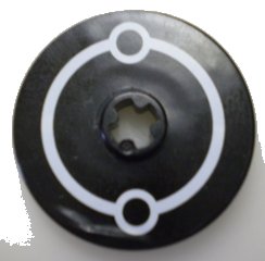 LEGO part Technic, Disk 3 x 3 with White Circles on Black Background Pattern (Sticker) - Set 7694 (2723pb037)