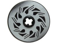 LEGO part Technic, Disk 3 x 3 with Disk Brake Silver / Black Triangle Swirls Pattern (Sticker) - Set 8354 2723pb038