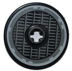 LEGO part Technic, Disk 3 x 3 with SW Millennium Falcon Grille and Light Bluish Gray Outline Pattern (Sticker) - Sets 7965 / 75105 / 75257 (2723pb054)
