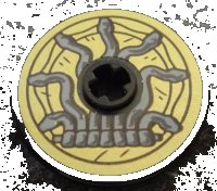 LEGO part Technic, Disk 3 x 3 with Snakes on Gold Background Pattern (Sticker) - Set 71043 2723pb092