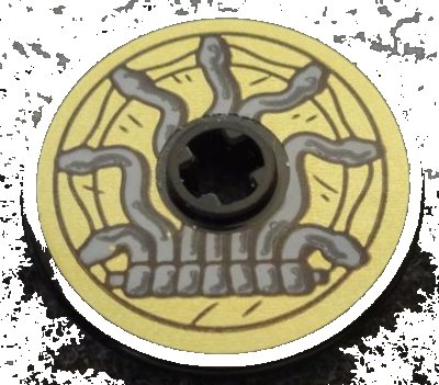 LEGO part Technic, Disk 3 x 3 with Snakes on Gold Background Pattern (Sticker) - Set 71043 (2723pb092)