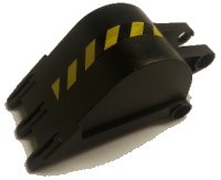 LEGO part Technic Benna Escavatore 4 x 4 x 9 con 3 Denti e Motivo Strisce di Pericolo Nero e Giallo Lato Modello Sinistro (Adesivo) - Set 7707 2950pb01l