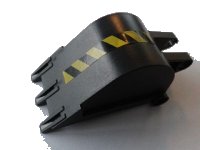 LEGO part Technic Benna Escavatore 4 x 4 x 9 con 3 Denti e Motivo Strisce di Pericolo Nero e Giallo Lato Modello Destro (Adesivo) - Set 7707 2950pb01r