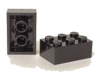 Mattone 2 x 3 senza Supporti Incrociati in nero, numero pezzo LEGO 3002old
