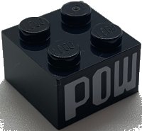 LEGO part Mattone 2 x 2 con Pattern 'POW' Bianco su Due Lati 3003pb120
