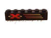 LEGO part Brick 1 x 6 with X-Treme Team Logo Left Pattern (Sticker) - Set 6567 3009pb072L