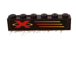 LEGO part Brick 1 x 6 with X-Treme Team Logo Left Pattern (Sticker) - Set 6567 (3009pb072L)