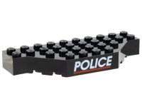LEGO part Mattone, Modificato 4 x 10 con Angoli Tagliati con Motivo 'POLICE' Bianco e Linea Rossa 30181pb01