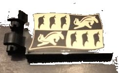LEGO part Tile, Modified 2 x 3 with 2 Clips with Hufflepuff Banner Pattern (Sticker) - Set 71043 (30350bpb090)