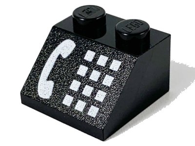 LEGO part Slope 45 2 x 2 with White Phone Receiver and Buttons Pattern (3039p12)