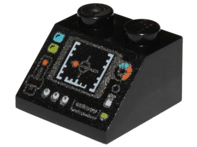 LEGO onderdeel Slope 45 2 x 2 with Silver Control Panel and Screen Pattern (3039pb076)