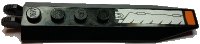 LEGO part Piastra cerniera 1 x 8 con estensioni laterali angolate con motivo rotore elicottero argento con estremità arancione (adesivo) - Set 8969 30407pb06