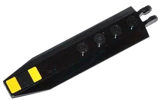 LEGO part Hinge Plate 1 x 8 with Angled Side Extensions with 2 Yellow Stripes Pattern (Sticker) - Sets 60021 / 60086 / 60167 / 60207 (30407pb08)