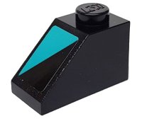LEGO part Slope 45 2 x 1 with Medium Azure Triangle on Black Background Pattern Model Left Side (Sticker) - Set 76898 3040pb026L