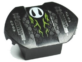 LEGO part Brick, Modified 2 x 2 No Studs, Sloped with Flared Wings and Snake Pattern (30600pb02)