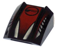 LEGO part Slope, Curved 2 x 2 Lip with Silver and Red with Circle Pattern 30602pb018