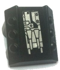 LEGO part Brick, Modified 2 x 2 No Studs, Sloped with 6 Side Pistons Raised with Silver Armor Plates, Rivets, and Nozzles Pattern (Sticker) - Sets 8104 / 8108 30603pb12