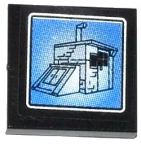 LEGO part Tile 2 x 2 with Shed with Basement on Surveillance Screen Pattern (Sticker) - Set 60044 3068pb0845