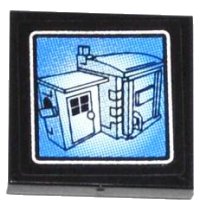 LEGO part Tile 2 x 2 with Surveillance Screen Garage Pattern (Sticker) - Set 60044 3068pb0846
