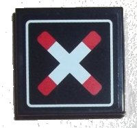 LEGO part Piastrella 2 x 2 con Barre Incrociate con Estremità Arrotondate e Bordo Spesso (Passaggio a Livello Ferroviario) Disegno (Adesivo) - Set 7936 3068pb1443