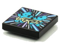 LEGO part Tile 2 x 2 with BeatBit Album Cover - Bright Light Blue Alien Dancers Pattern 3068pb1563