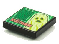 LEGO part Tile 2 x 2 with BeatBit Album Cover - Green Door and Yellowish Green Ghost Pattern 3068pb1619