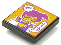 LEGO part Fliese 2 x 2 mit BeatBit Album Cover - Frau mit herzförmiger Sonnenbrille und Tasse Muster 3068pb1627